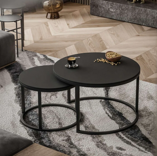 Loft Black 2PC Round Coffee Table Set
